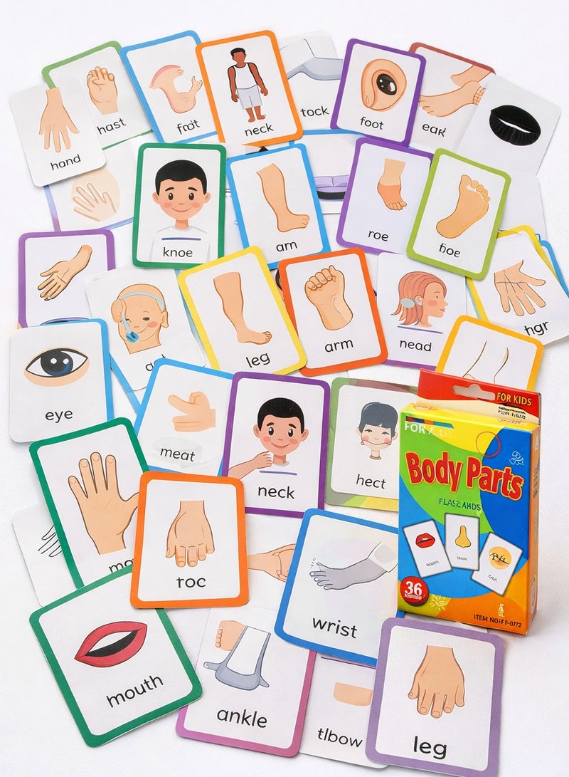 ساراونت 36 قطعة من البطاقات التعليمية لأجزاء الجسم للأطفال الصغار - تعلم ممتع مع 72 صورة جذابة - Image 4